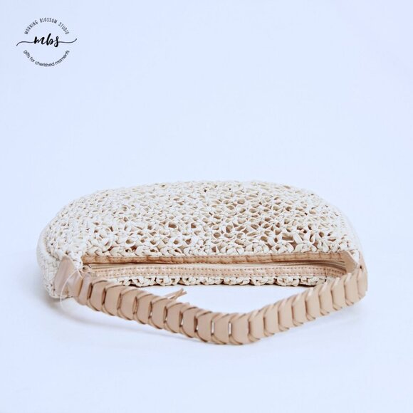 NWT Talbots Straw Shoulder Bag Beige - Picture 10 of 14